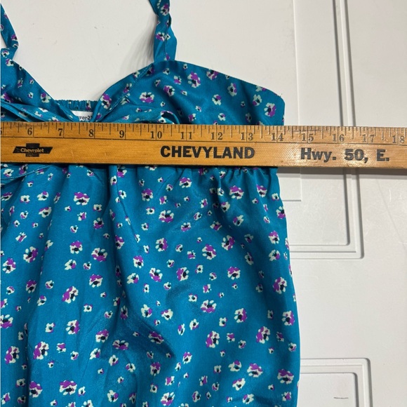 Forever 21 Girls Size XL 13/14 Blue Spaghetti Straps Blouse Tank Top Floral - Picture 3 of 4